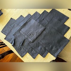 Set of 16 Navy Blue Embroidered “L” Napkins